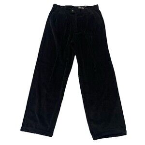 VTG Eddie Bauer Wide Wale Corduroy Pants Mens 34x30 Black Pleated Cuffed Cotton